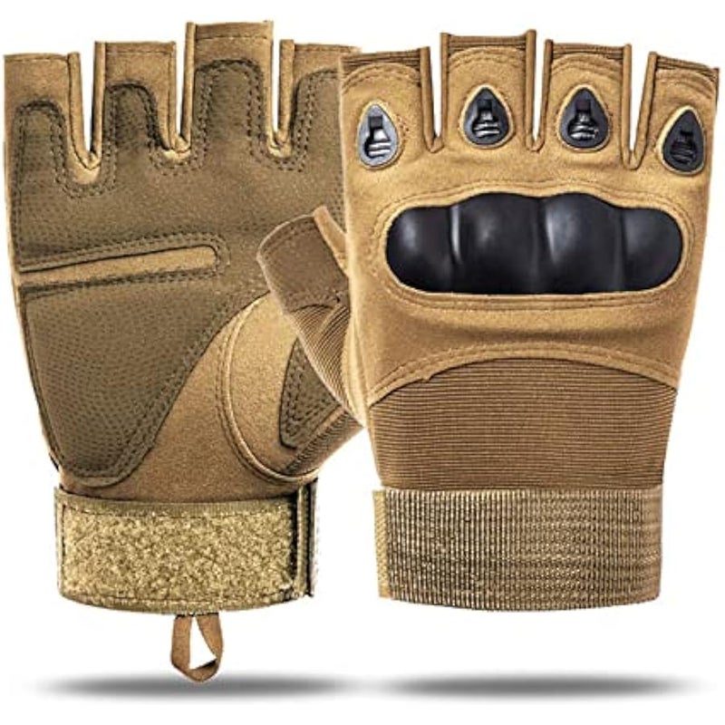 Outdoor Men's Knuckle Protection Workout Training Fingerless Gloves - Image 1